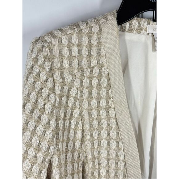 Chico’s Ecru Silver Tonal Tweed Long Sleeve Jacket Shrug size 2/Large 12 - Picture 6 of 10